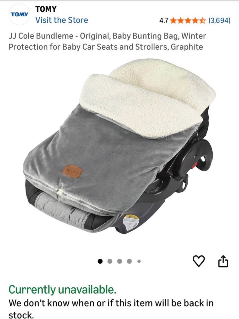 JJ Cole Gray & Cream Infant Bunting Bag